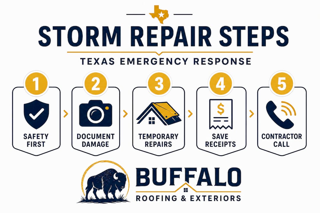 Vertical steps for emergency storm repair process