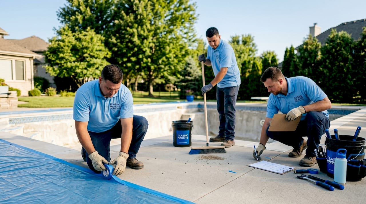 Pool crew working with professional organization