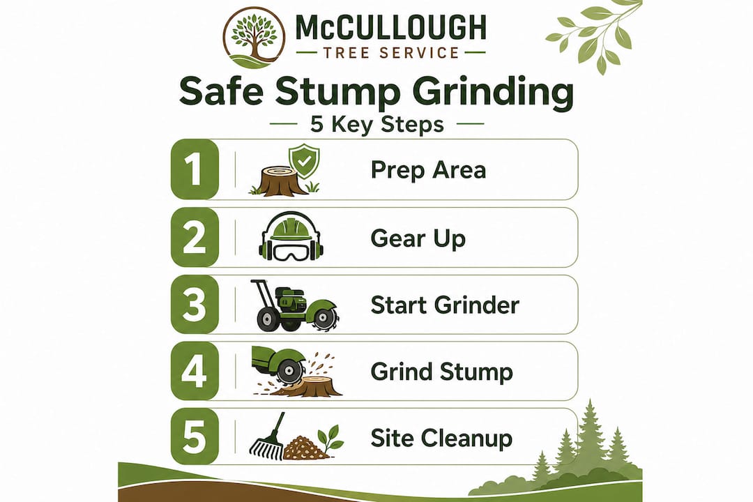 Infographic outlining stump grinding steps