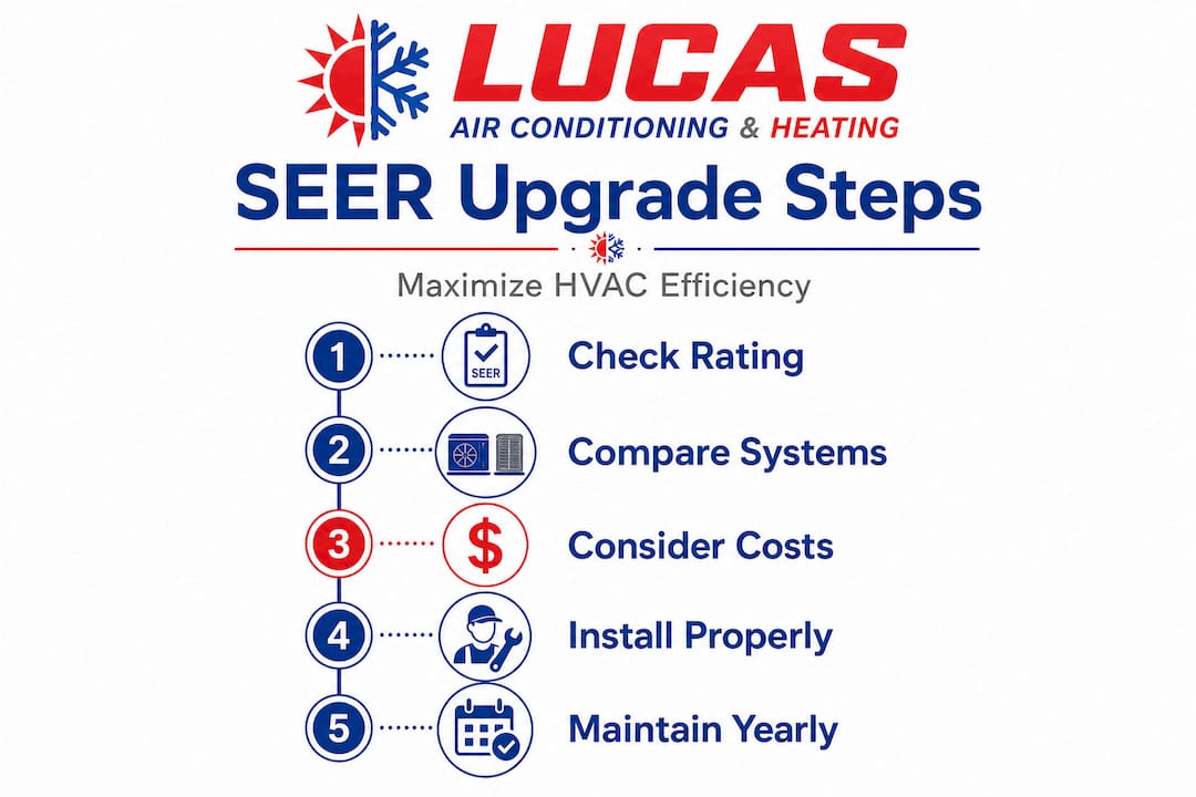 Infographic outlining SEER HVAC efficiency steps