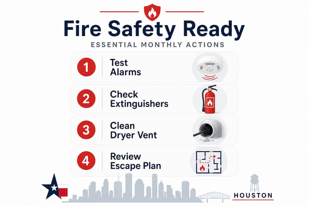 Infographic monthly home fire safety checklist