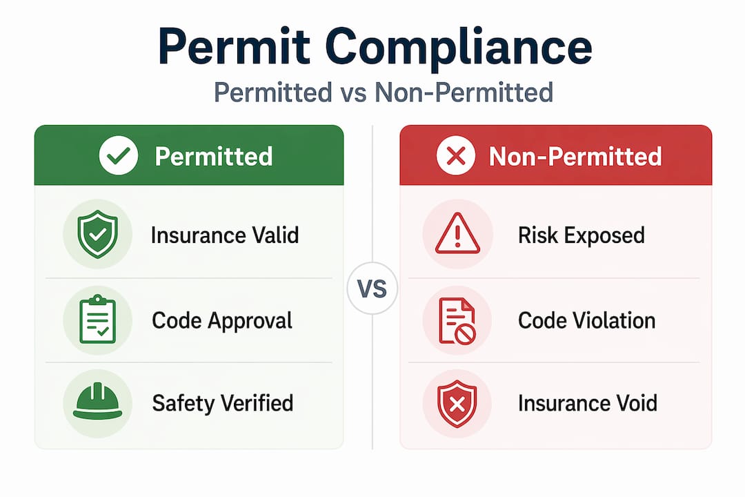 Infographic comparing permitted and non-permitted installations