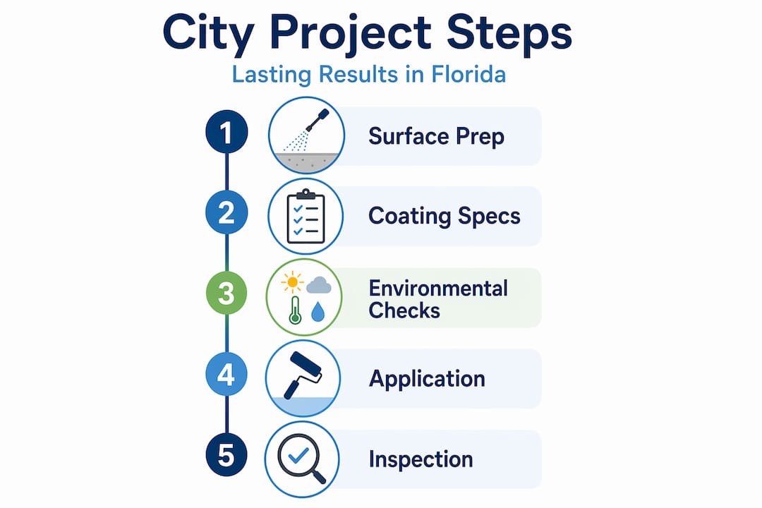 Infographic outlining city project painting steps
