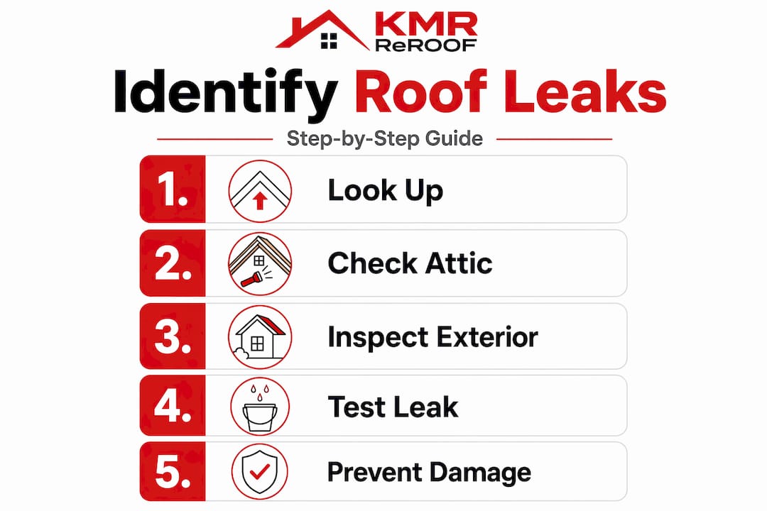 Step-by-step infographic to spot roof leaks