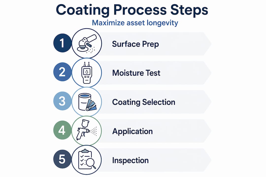 Infographic showing infrastructure coating steps