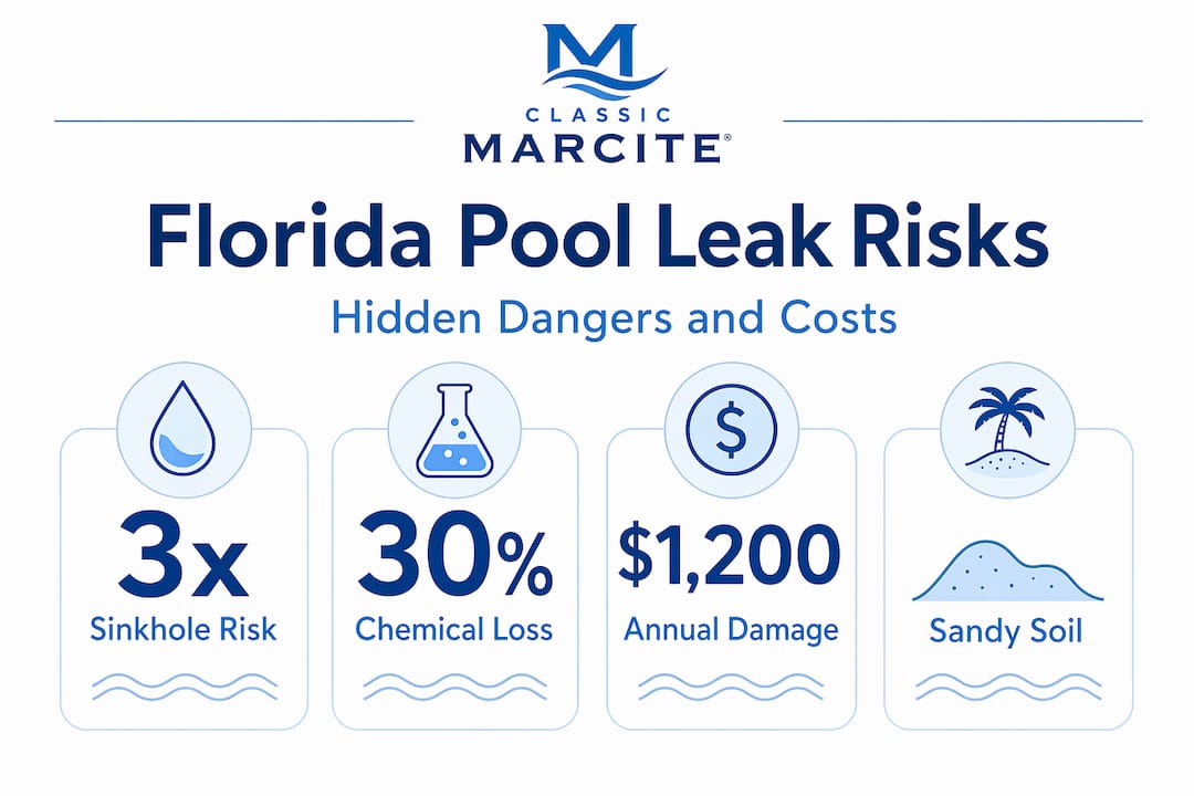 Infographic on Florida pool leak dangers and stats