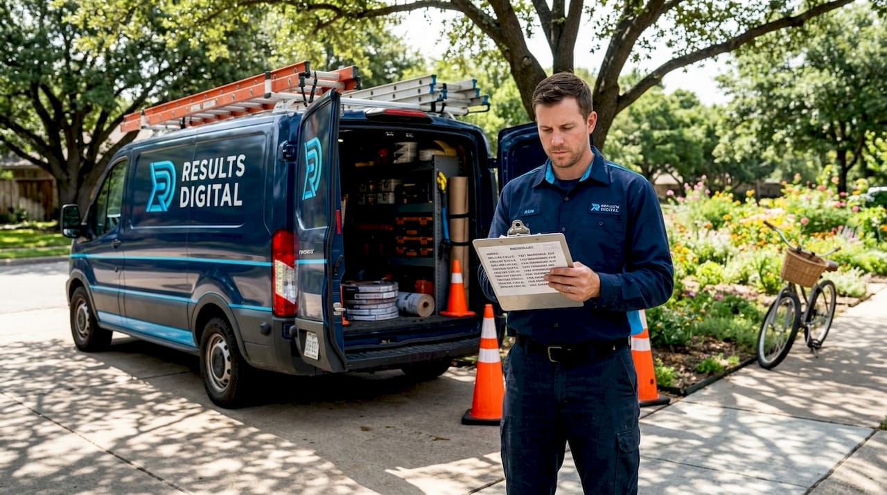 Roofing technician planning local service stops