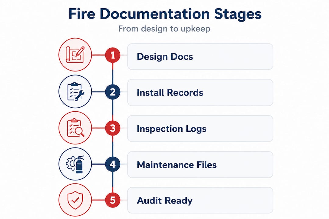 Infographic showing stages of fire document management