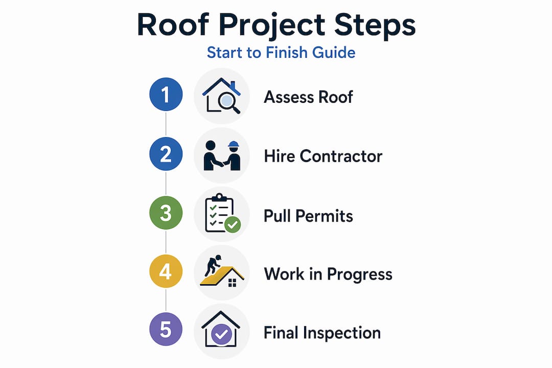Infographic outlining roofing project management steps