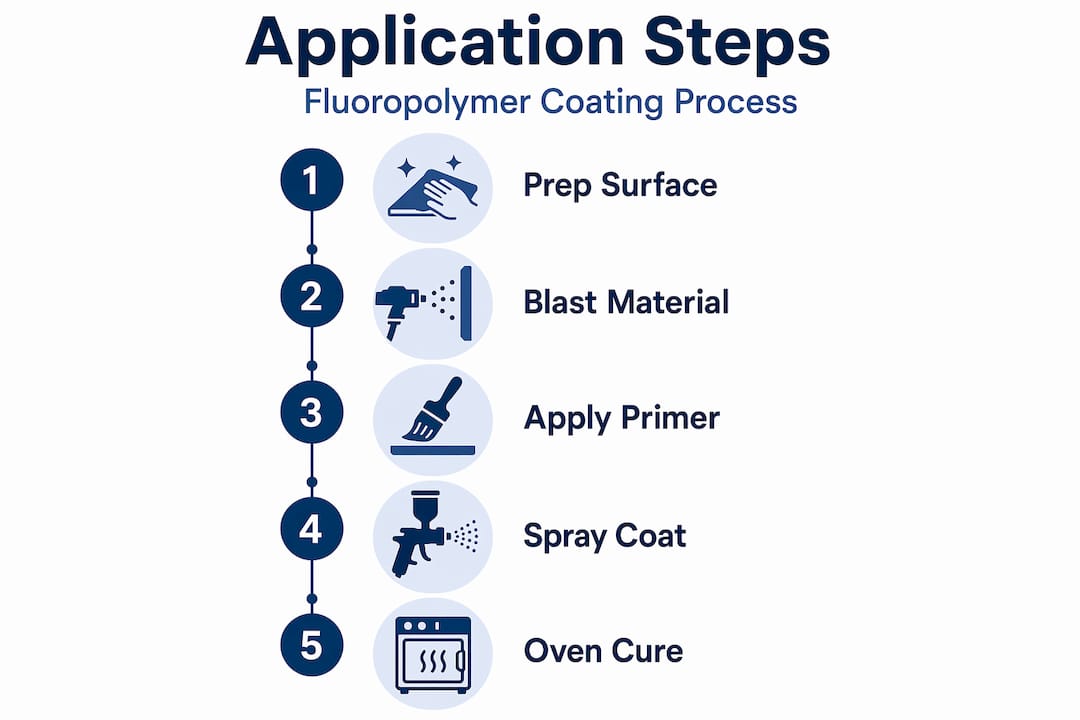 Infographic with five steps for coating application