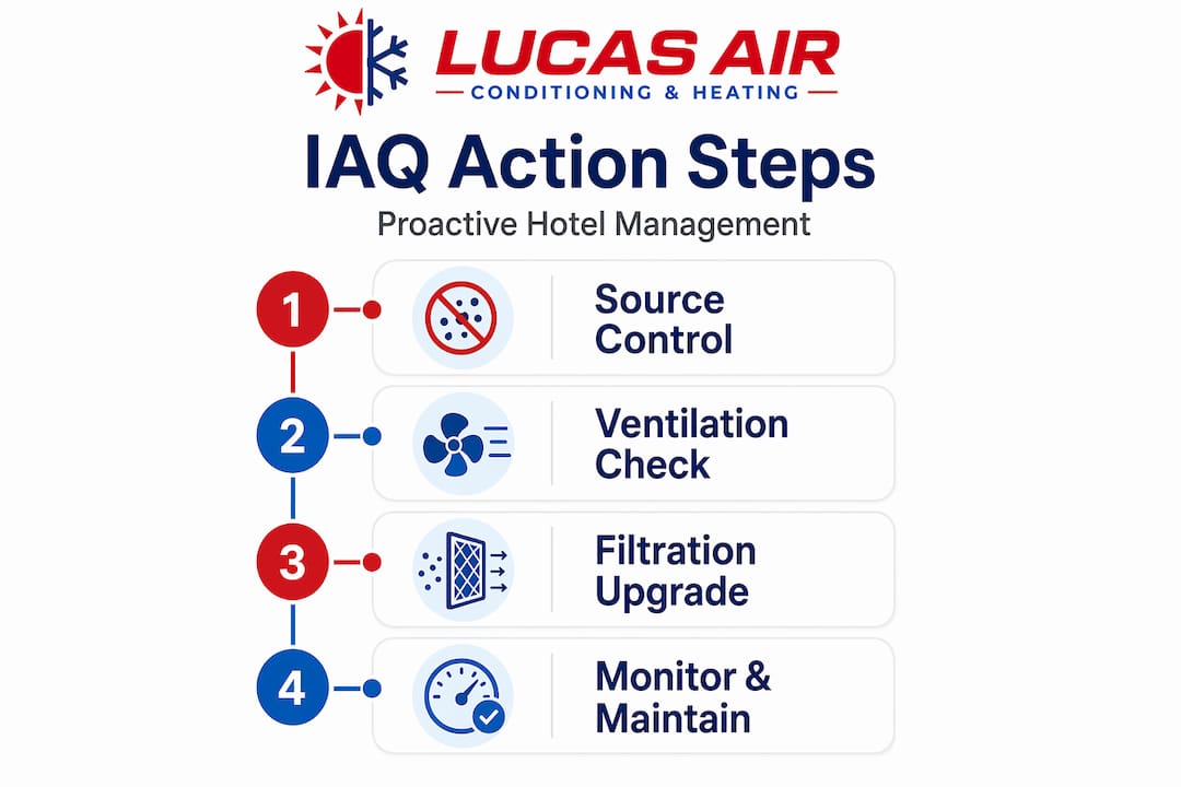 Infographic of indoor air quality management steps
