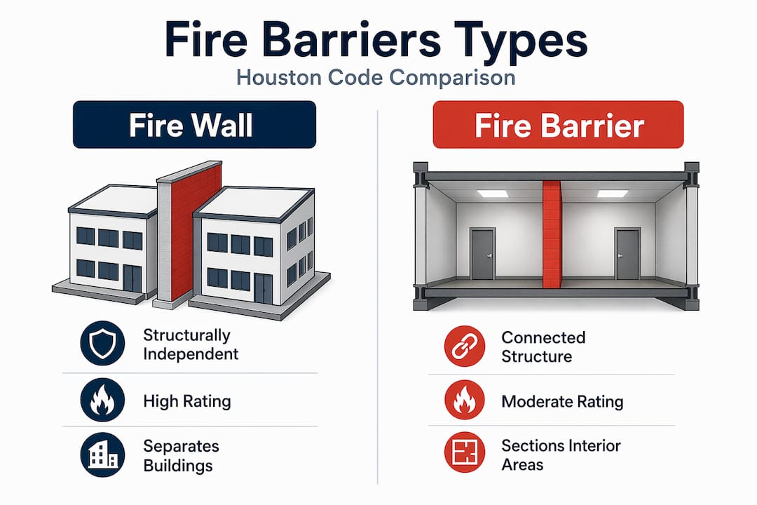 Infographic comparing fire walls and barriers