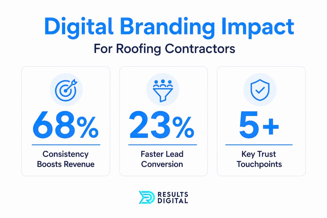 Infographic showing stat callouts on digital branding benefits