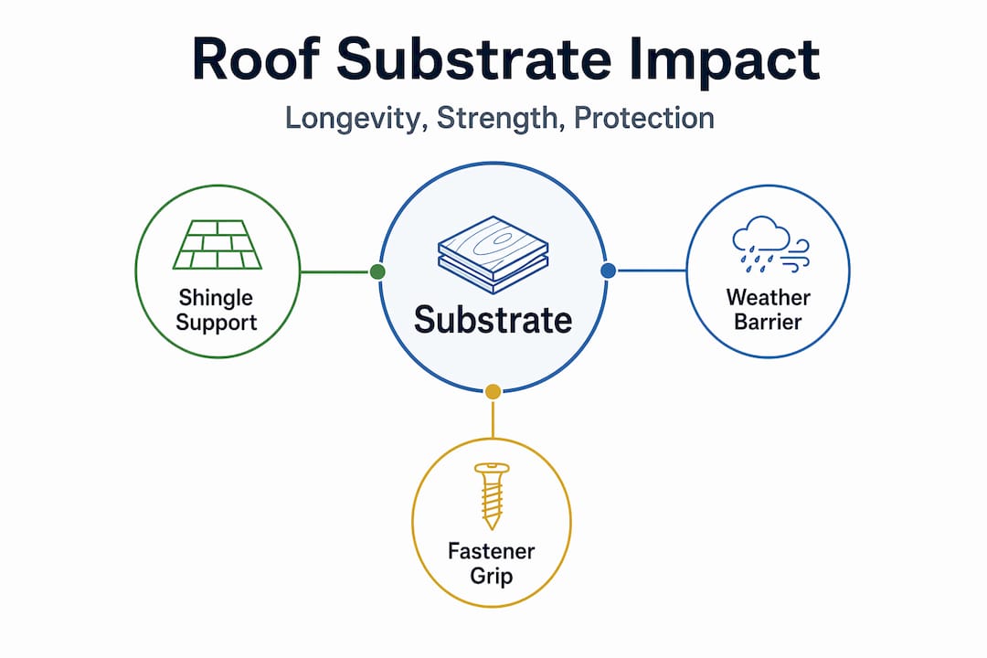 Infographic showing substrate role in roof longevity