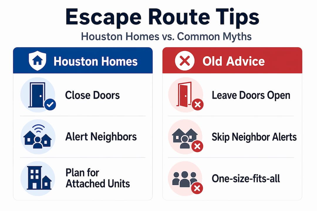 Infographic comparing escape plans for Houston homes