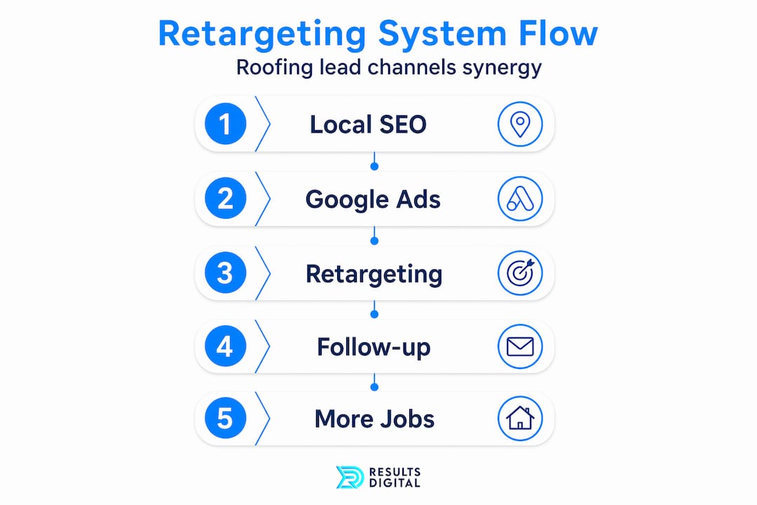Infographic showing retargeting system flow steps