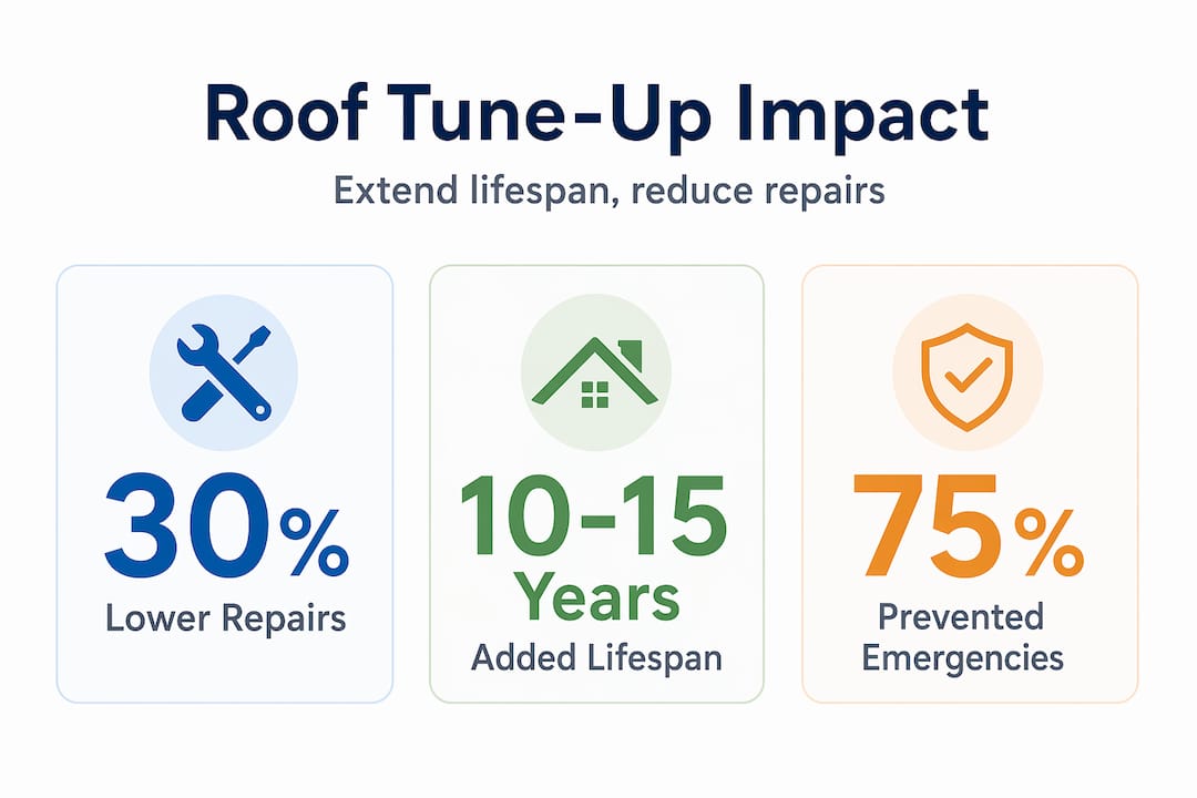 Infographic with key roof tune-up statistics