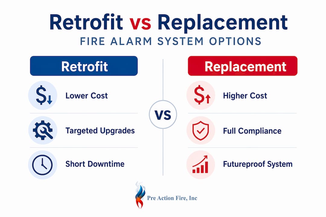 Fire alarm retrofit vs replacement infographic