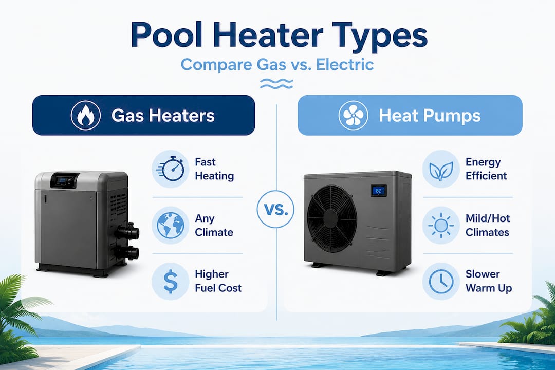 Infographic comparing gas heaters with heat pumps