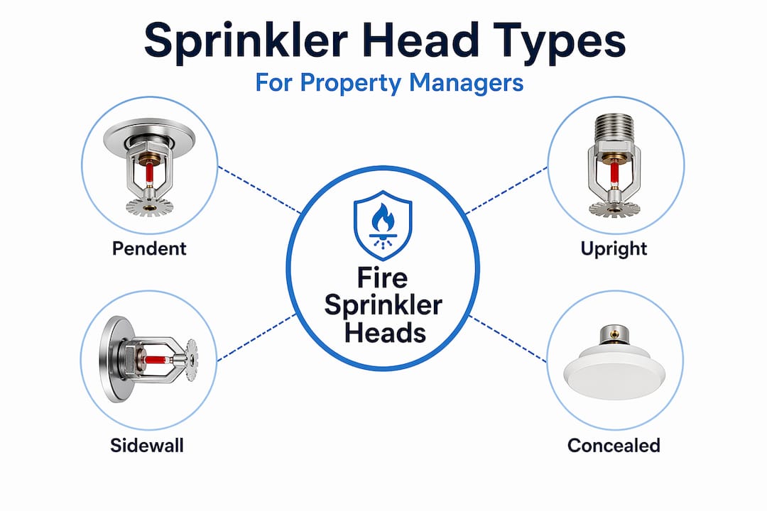 Infographic with core fire sprinkler head types