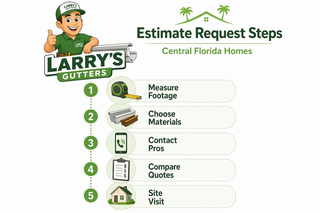 Infographic showing steps for gutter estimate requests