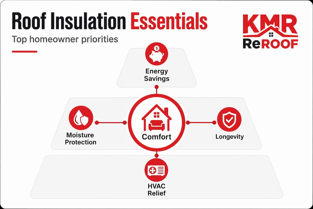 Infographic showing hierarchy of roof insulation benefits