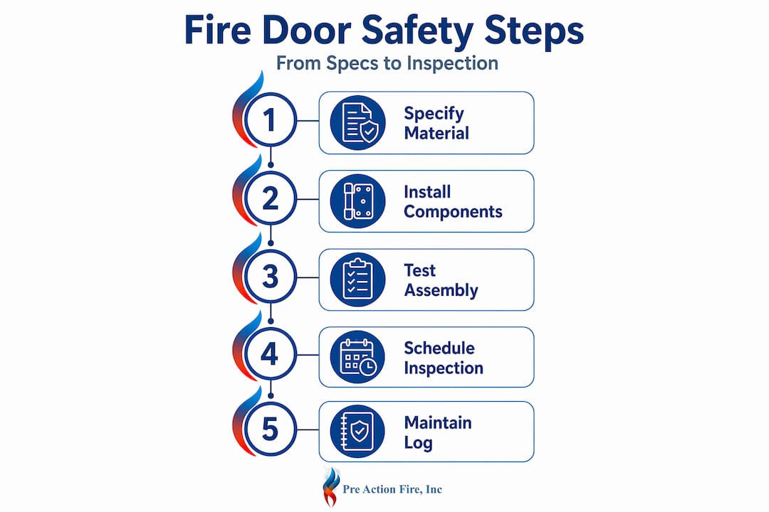 Infographic showing fire door safety steps