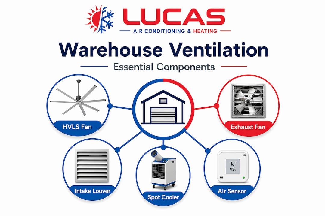 Infographic illustrates main warehouse ventilation components