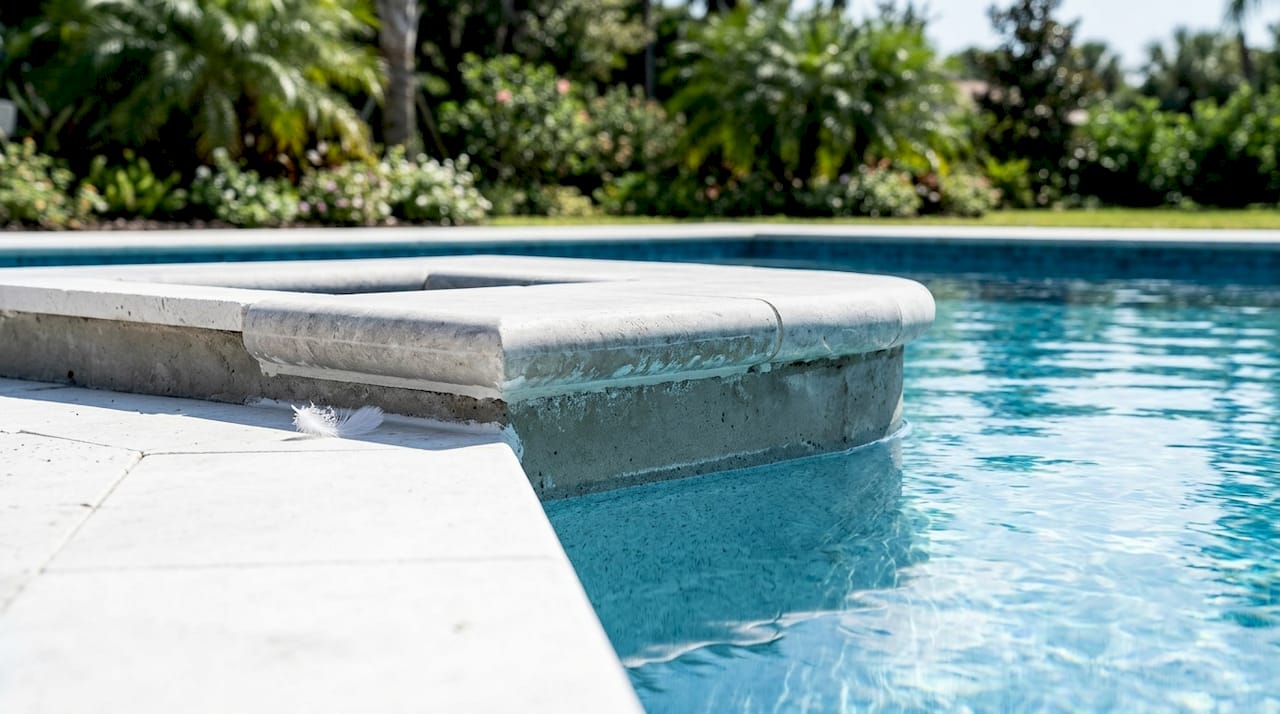Close-up of bullnose pool coping edge