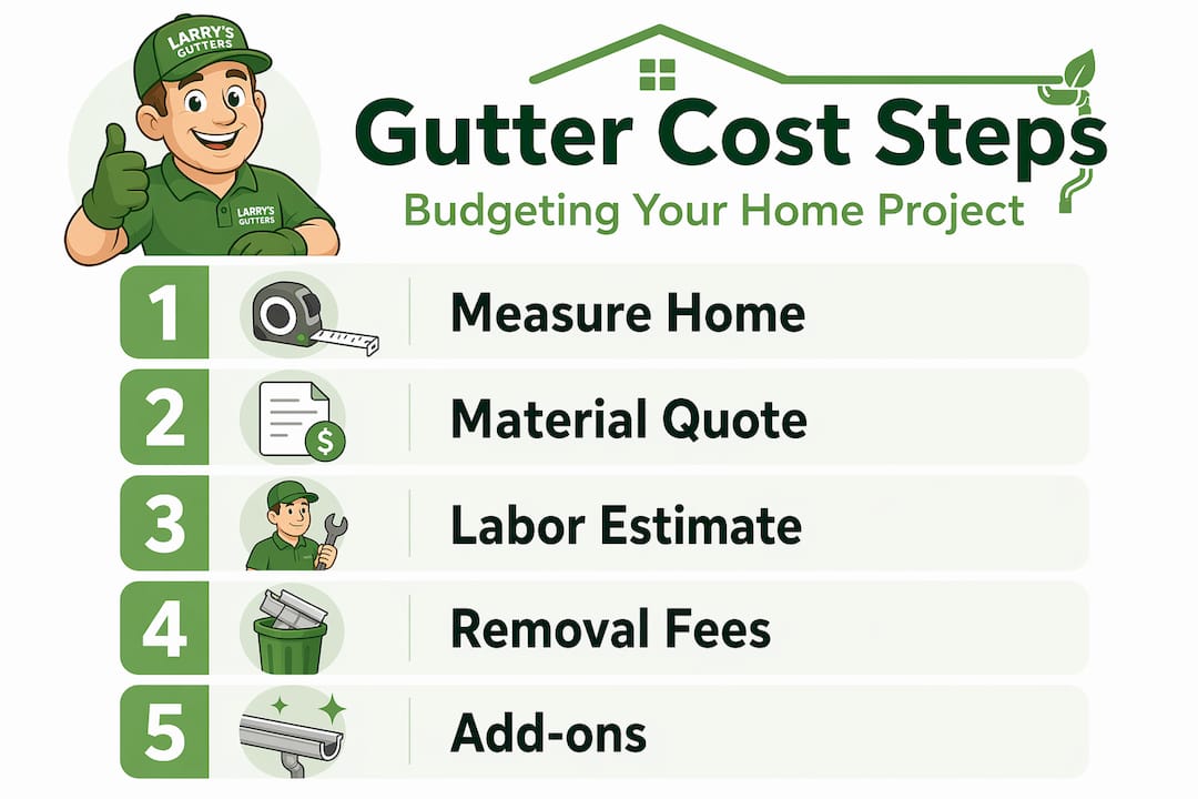 Infographic showing step-by-step gutter budgeting