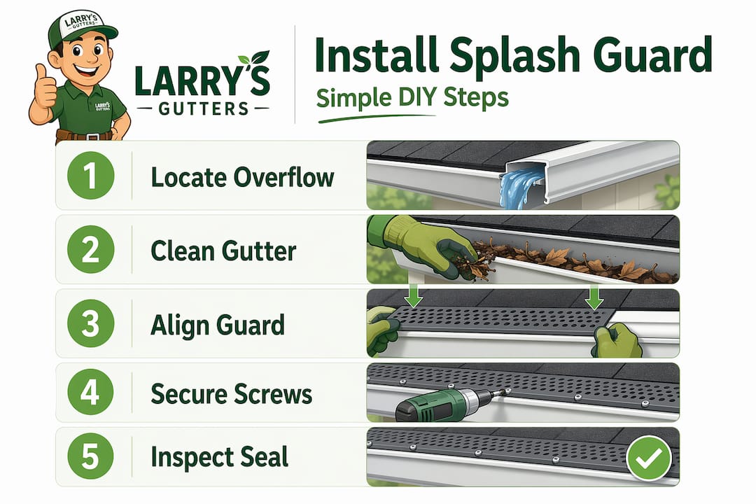 Infographic showing splash guard installation steps