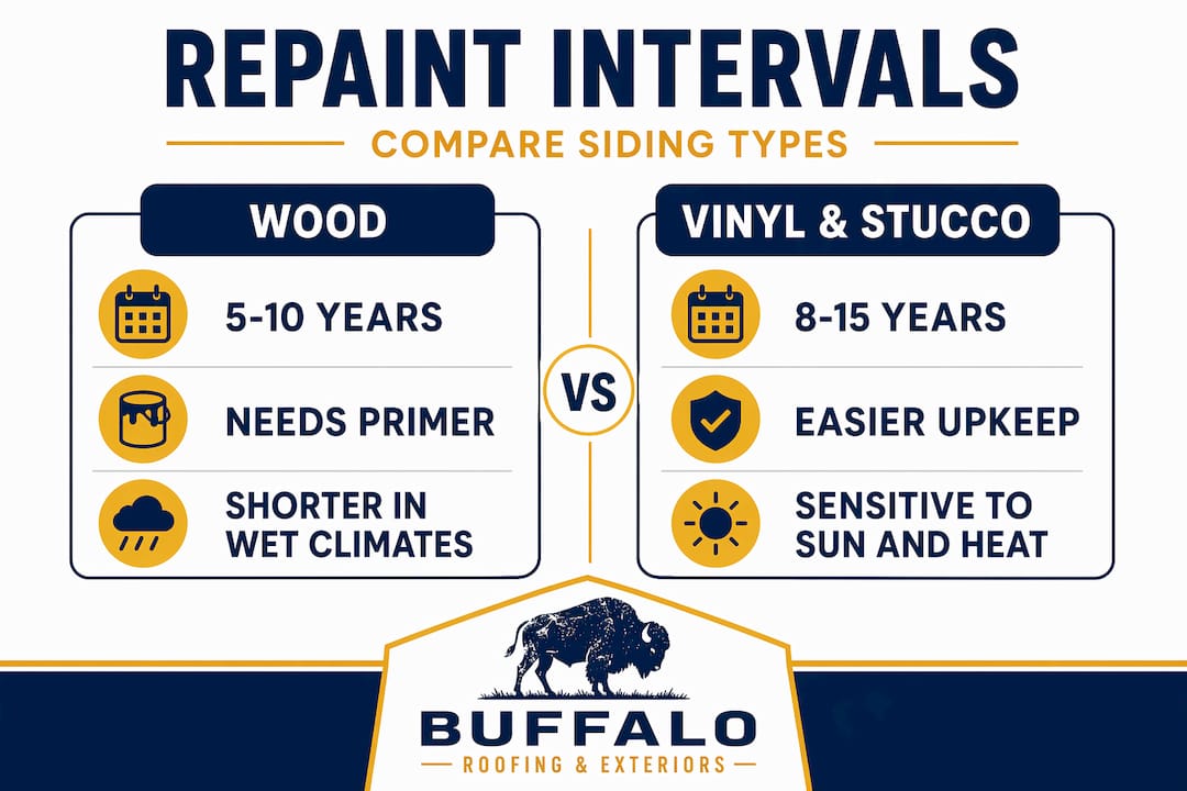 Infographic comparing siding repaint intervals