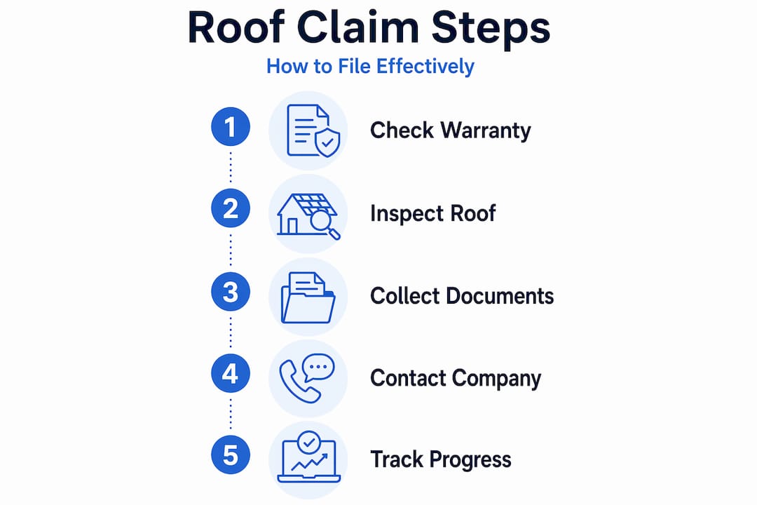 Infographic showing roof warranty claim steps