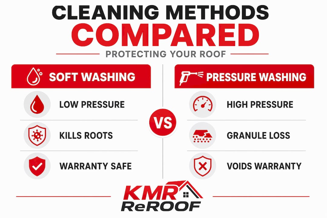 Infographic comparing roof cleaning methods