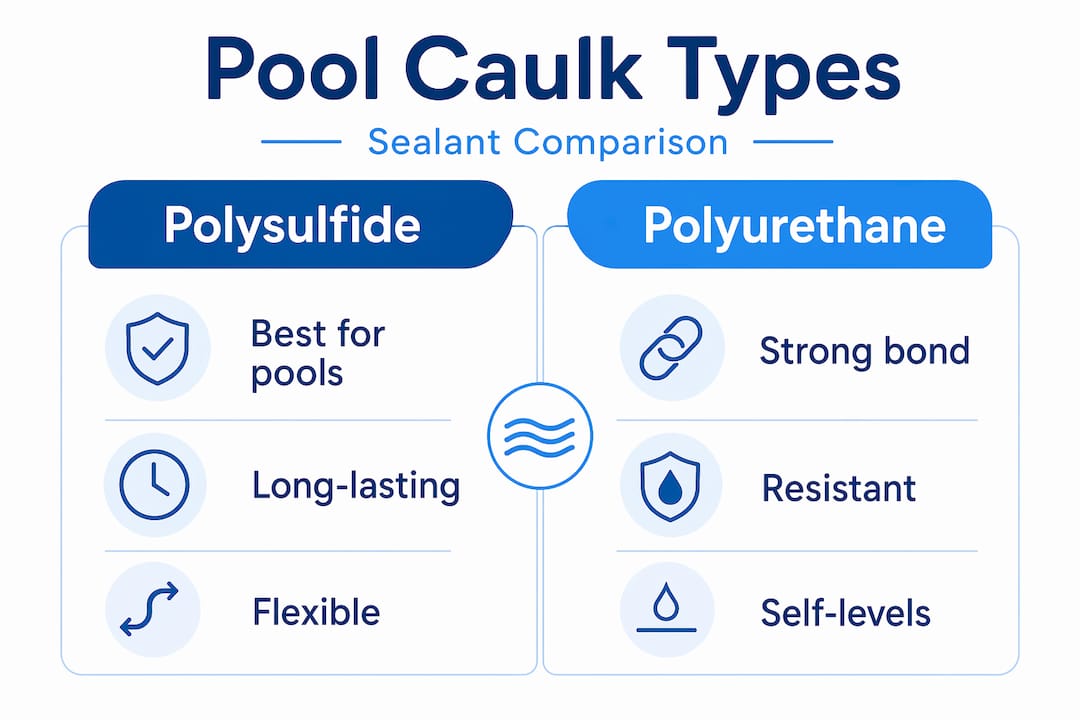 Infographic comparing pool caulk materials