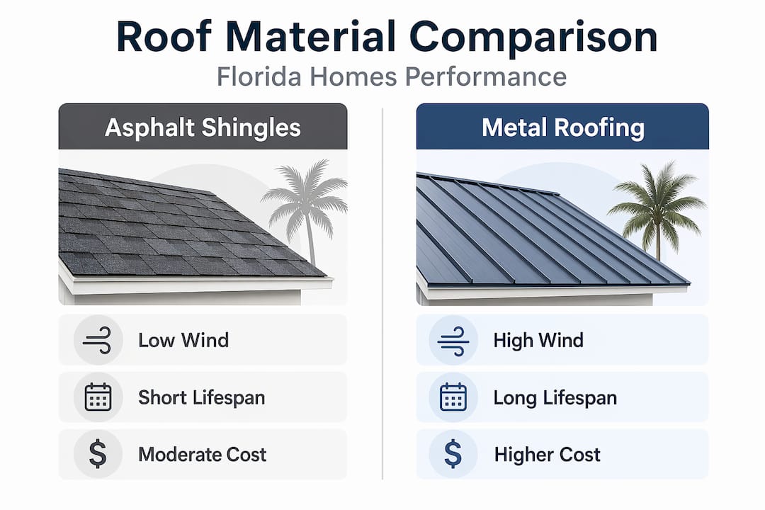 Infographic comparing asphalt and metal roofing