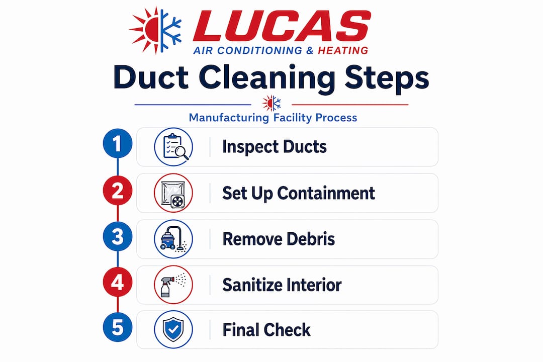 Infographic showing 5 steps of duct cleaning