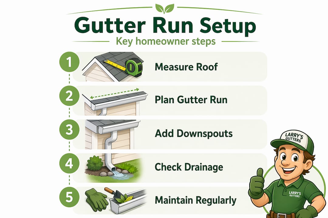 Infographic showing steps to gutter run setup