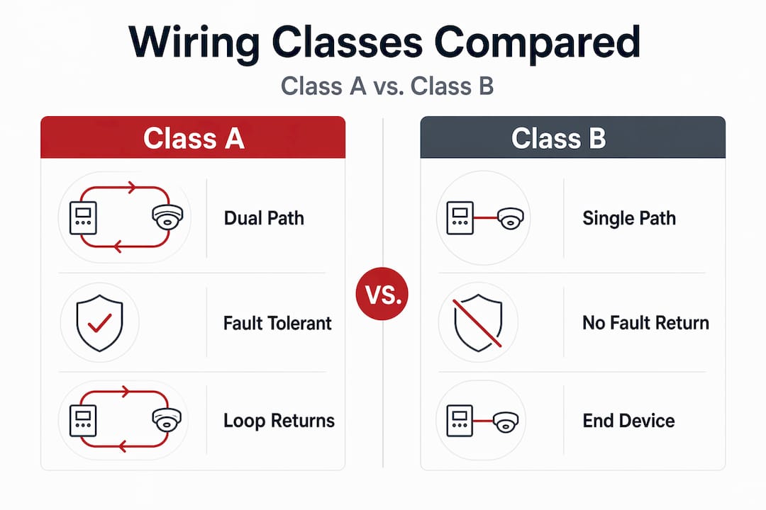 Infographic: class a vs class b fire wiring comparison