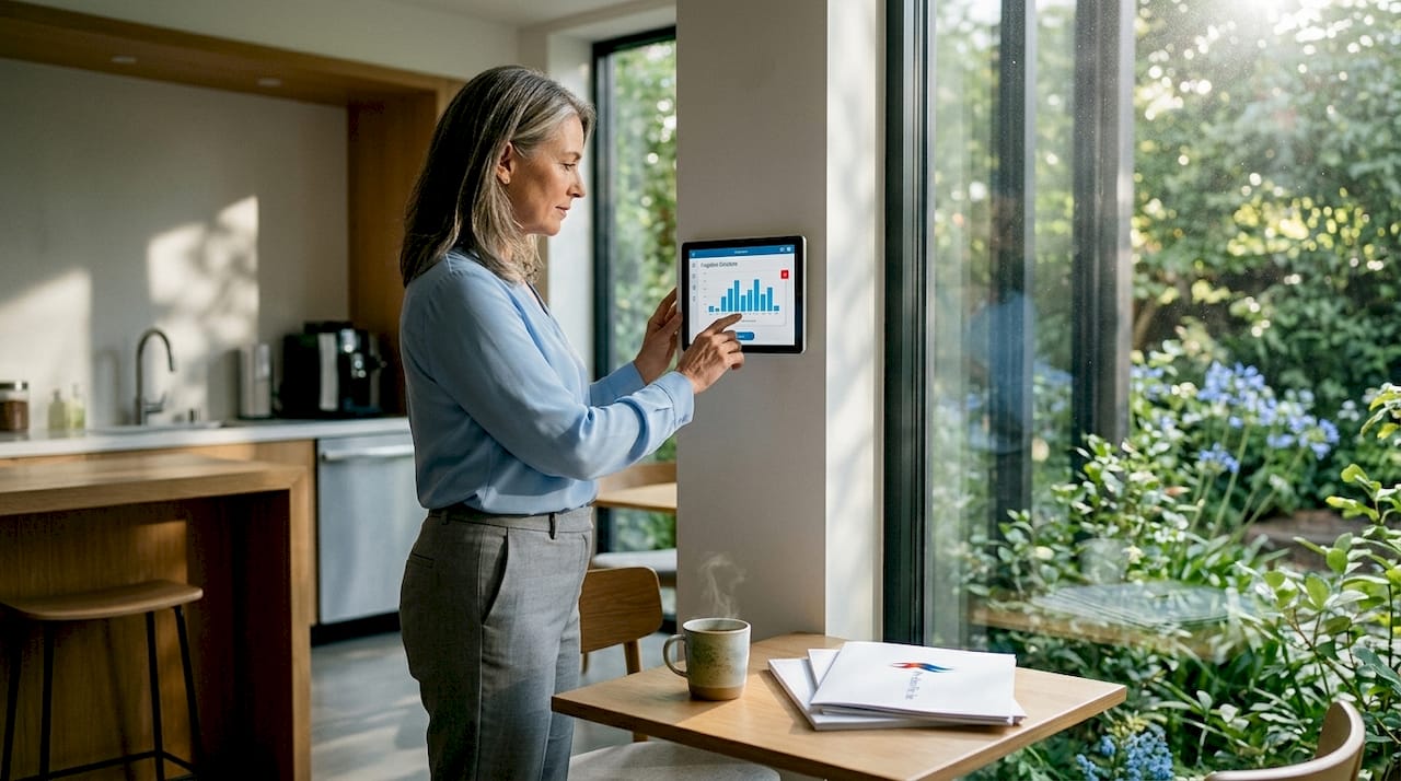 Manager adjusting smart sprinkler controller