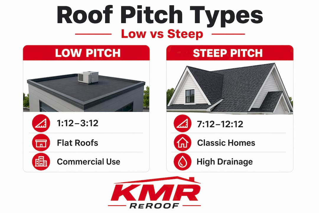 Infographic of roof pitch types comparison
