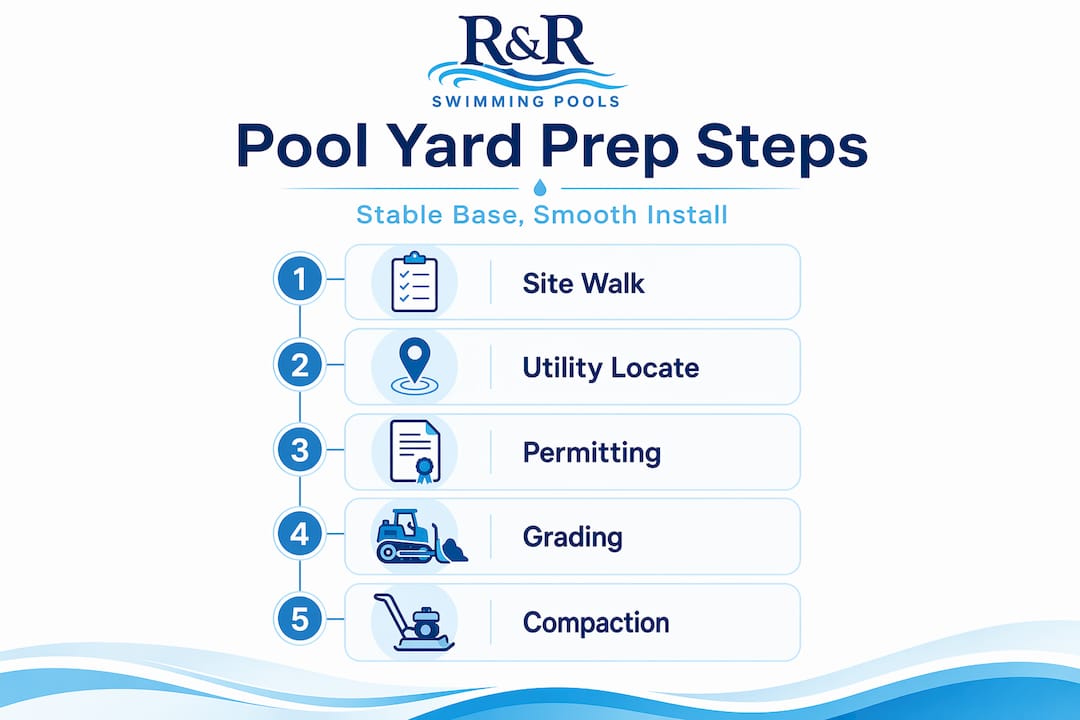 Infographic showing pool yard prep steps