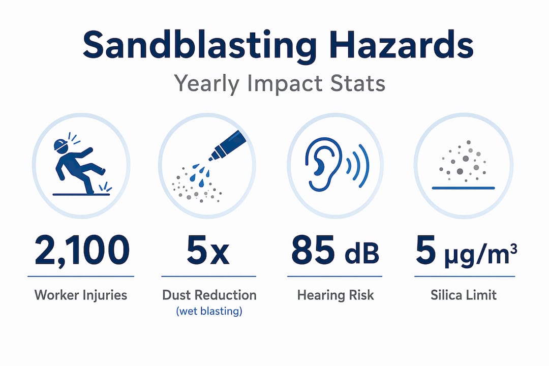 Sandblasting hazard statistics infographic