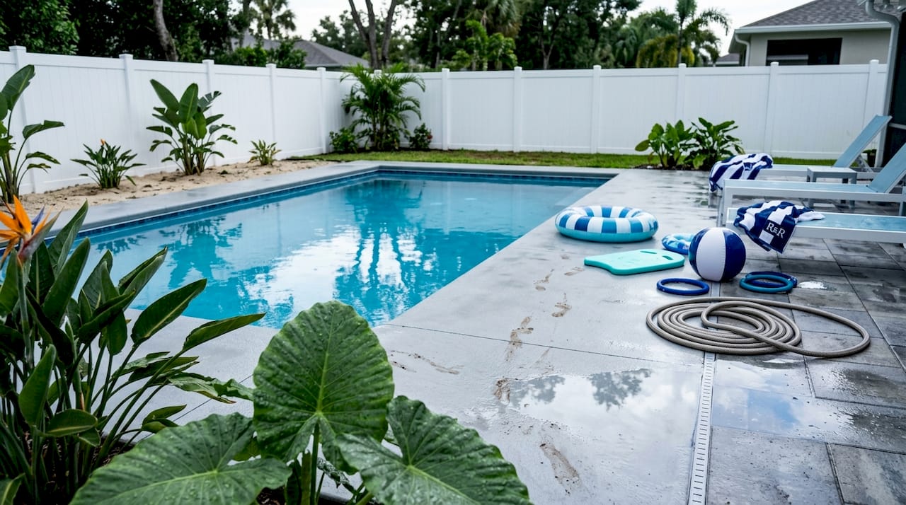 Florida yard showing drainage patterns post-storm