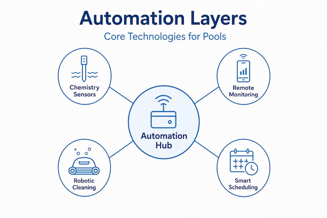 Hierarchy infographic of pool automation layers