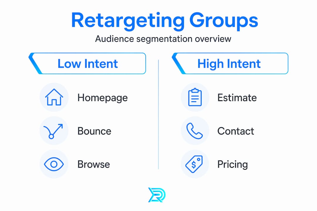 Infographic comparing high and low intent audience segmentation