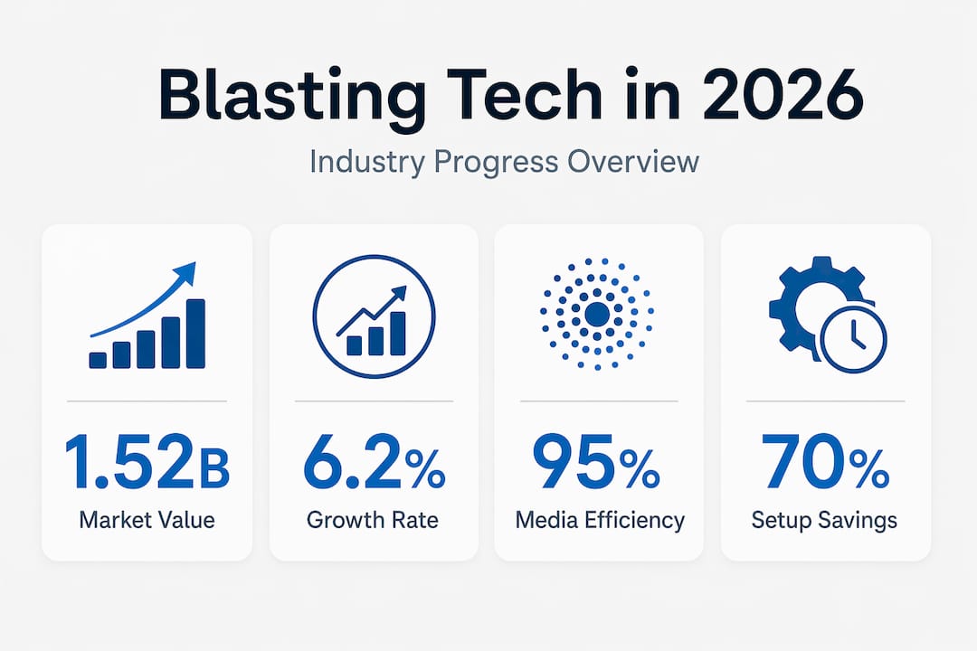 Infographic showing industry stats on blasting technology advancements