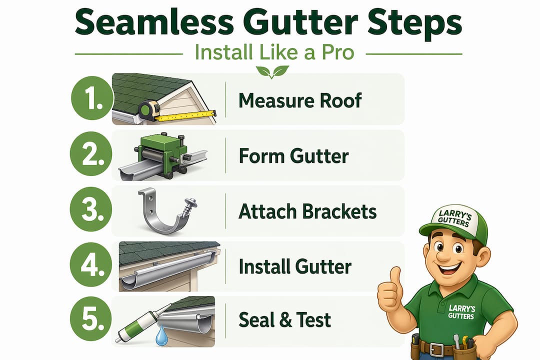 Infographic showing gutter installation steps