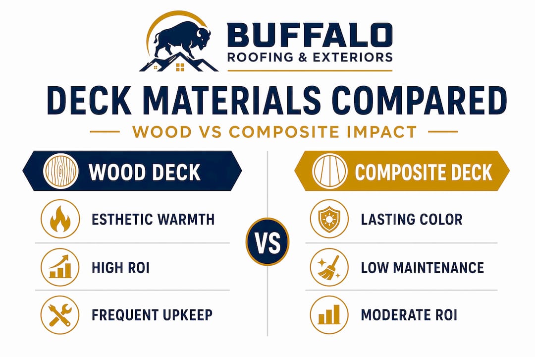 Infographic comparing wood vs composite decks