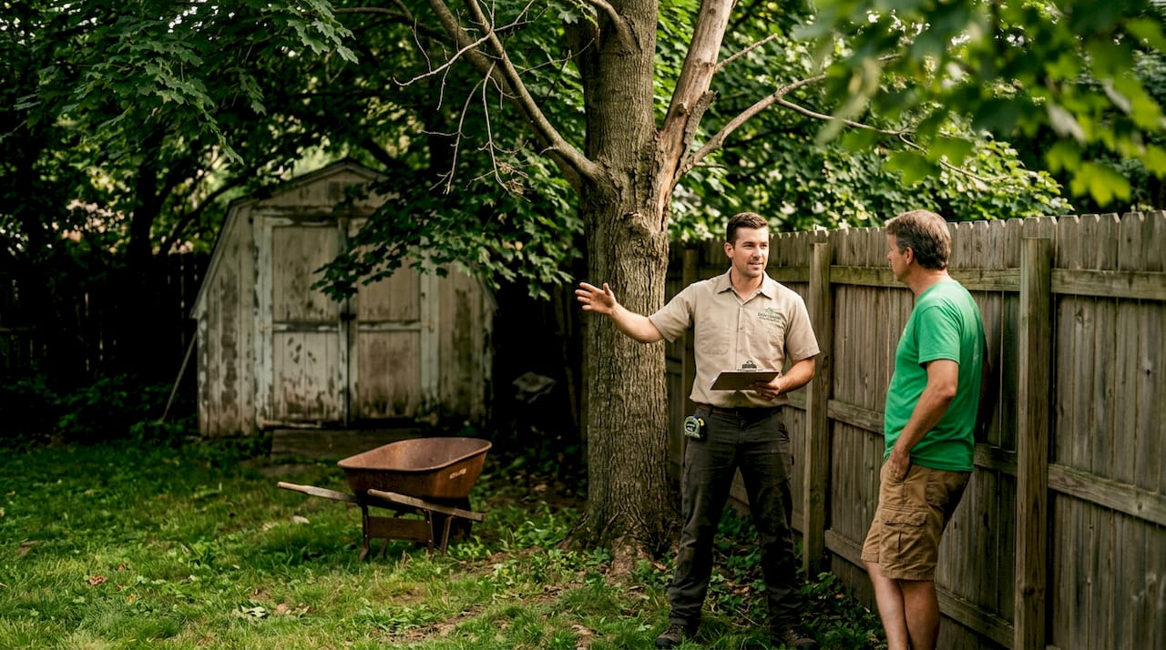 What Is Arborist Consultation and Why You Need It 1 Homeowner and arborist discussing tree health